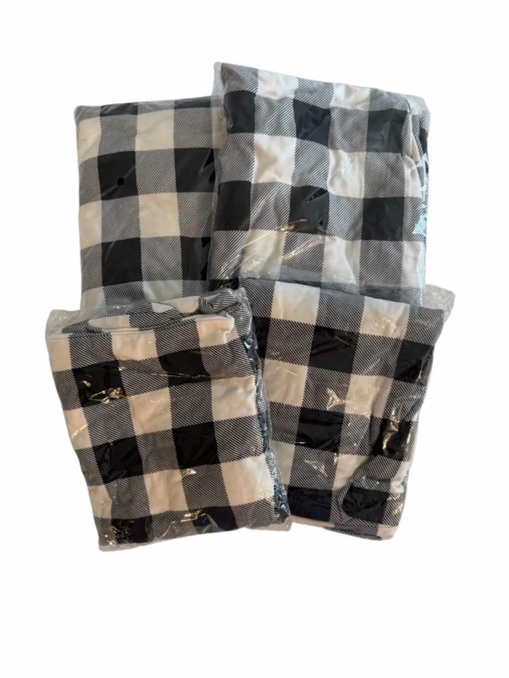 Set of 4 Black & White Buffalo Plaid Farmhouse Dining Chair Slipcovers NIB